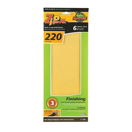 Gator Finishing 7249 220 Grit ZipXL Refill Sheet- pack of 5 1338987